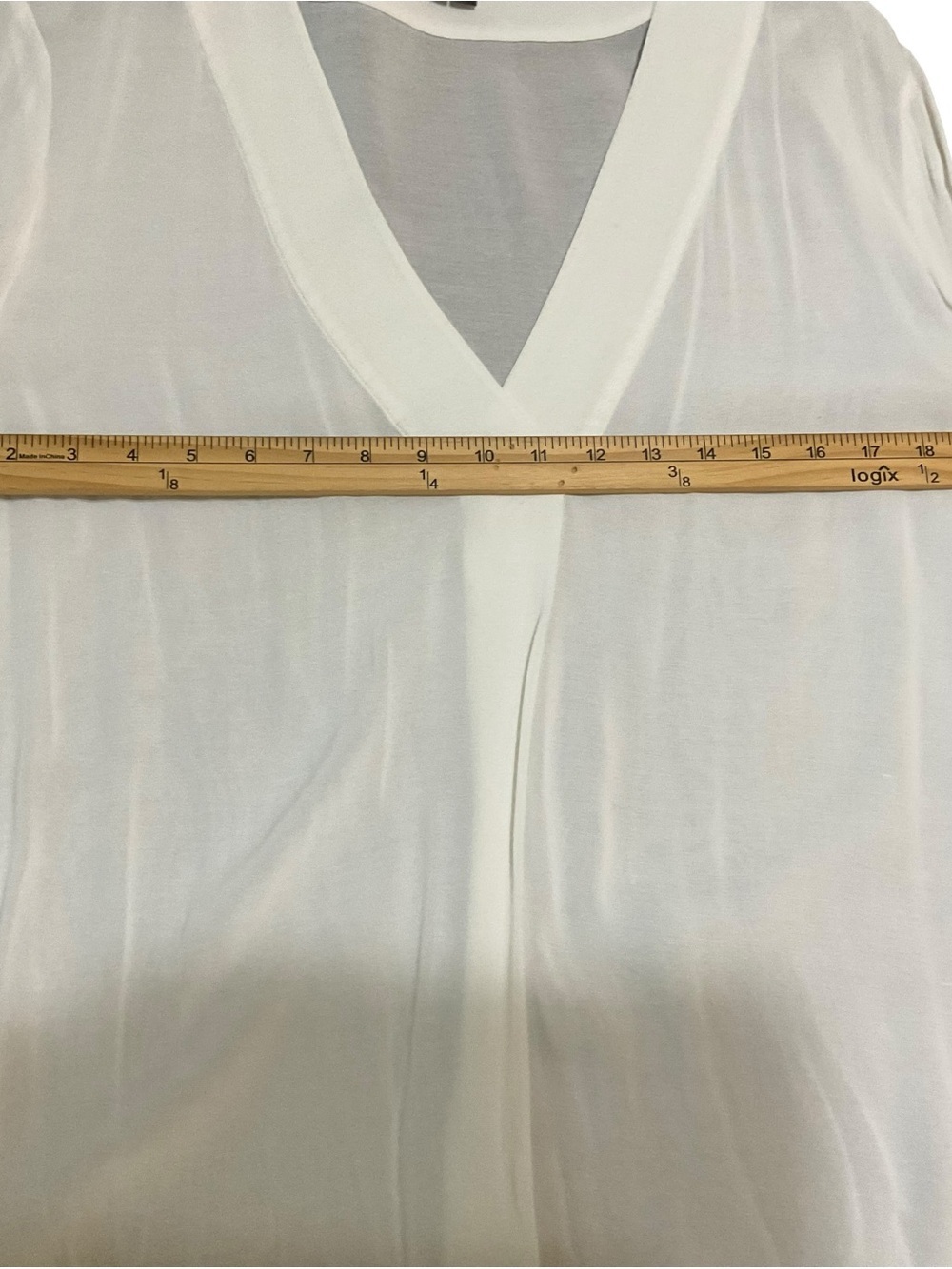 Vince White Silk Blend Tunic Blouse Long Sleeve V-Neck Hi Low Top Size Large - Picture 8 of 8